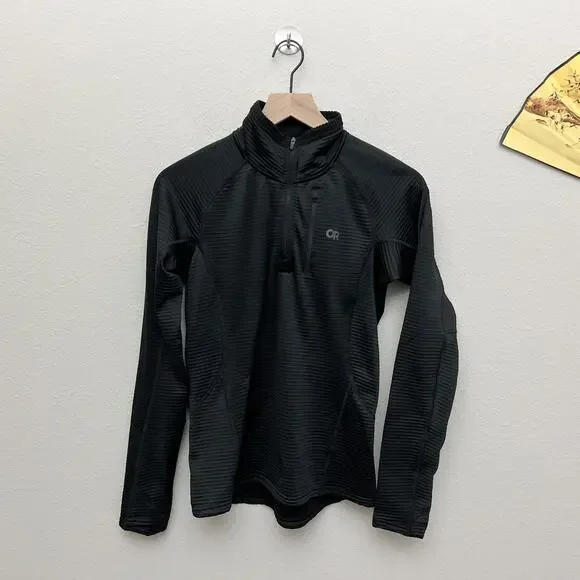 outdoor research black women's tech grid quarter zip fleece pullover thermal top - Picture 1 of 7